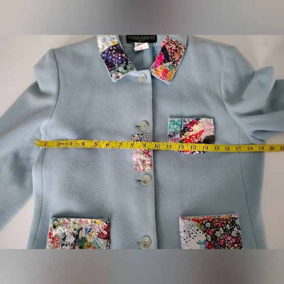 Harvé Benard Wool Cashmere Upcycled Liberty Art Fabric Patchwork Jacket Size 12P - Picture 12 of 15